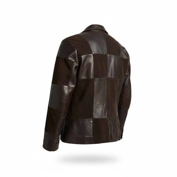 Gucci Vintage Lambskin & Suede block checked designer jacket - Picture 4 of 15